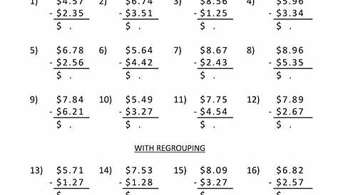 4th Grade Subtraction Worksheets