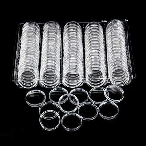100 Pcs 25 Mm Coin Holder Capsules Clear Round Plastic