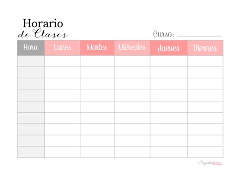 Plantillas De Horarios Para Imprimir Y Rellenar Trabajo Clases