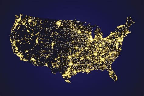 Us Night Map Of Light