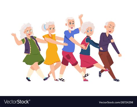 Old People Dancing Diverse Elderly Cartoon Vector Image