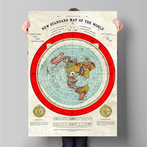 Flat Earth Gleason Map Restored Edition Old Map Large Map Etsy