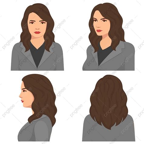 Gambar Vektor Wanita Wajah Orang Perempuan Grafis Tiga Vektor Png