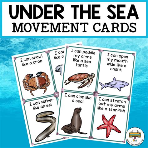 Under The Sea Movement Cards Pre K Printable Fun