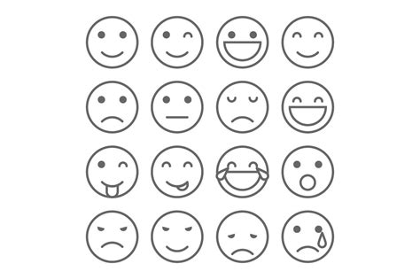 Emoji Faces Simple Icons Icons Creative Market