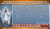 IRRADIA FE DIVINA: MENSAJE DE LA SANTÍSIMA VIRGEN MARÍA A SU AMADA HIJA ...