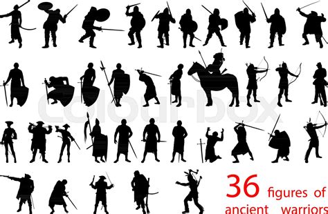Silhouettes Of Ancient Warriors Stock Vector Colourbox
