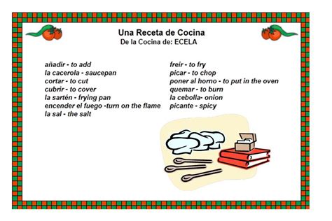 Vocabulario De Las Recetas Recipe Vocabulary Ecela Spanish