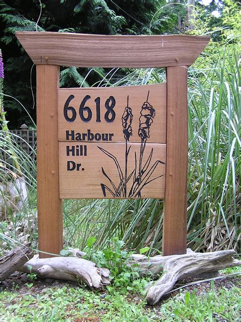 Cattail Address Sign Thuja Wood Art Reclaimed Cedar Furniture Wood