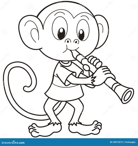Cartoon Monkey Playing A Clarinet Stock Vector Illustration Of