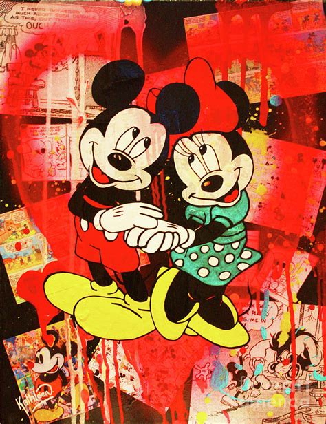 Mickey And Minnie Mouse Vintage Painting By Kathleen Artist Pro Fine
