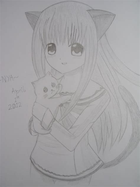 Anime Cat Girl With Cat By Aklin X On Deviantart