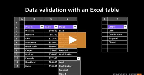Data Validation With An Excel Table Video Exceljet