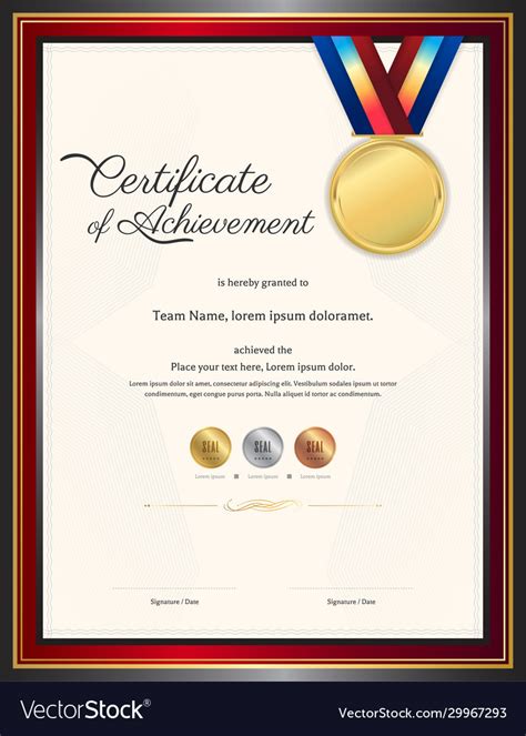 Luxury Certificate Template With Elegant Border Vector Image