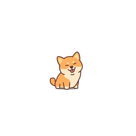 Icono De Dibujos Animados Lindo Perro Shiba Inu Vector Premium