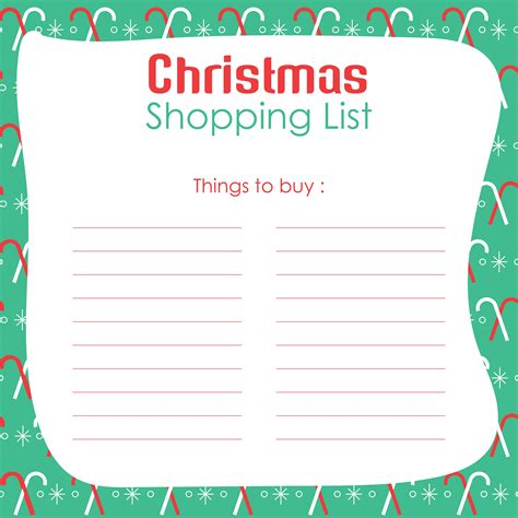 Free Printable Christmas Shopping List Printablee