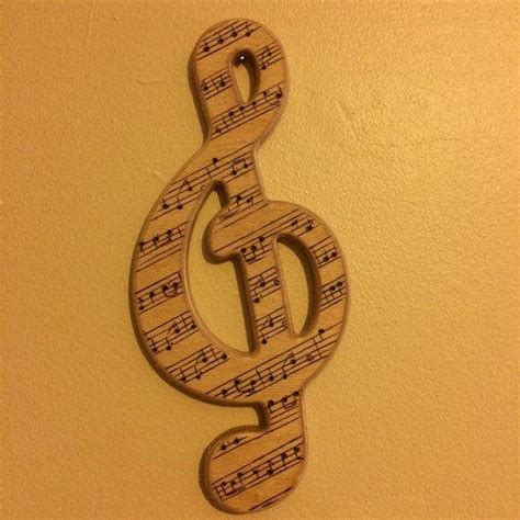 Large 12 Wooden Treble Clef Wall Decor Music Note Etsy