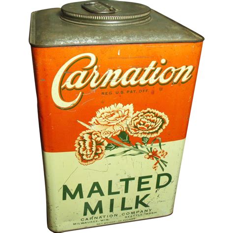 Early Old Large Carnation Malted Milk General Store Advertising Tin