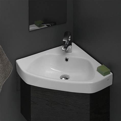 Nameeks Arda White Ceramic Wall Mount Triangular Bathroom Sink With