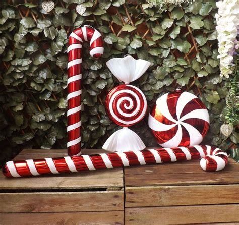 Giant Red And White Glitter Candy Cane Or Sweet Christmas Tree Display