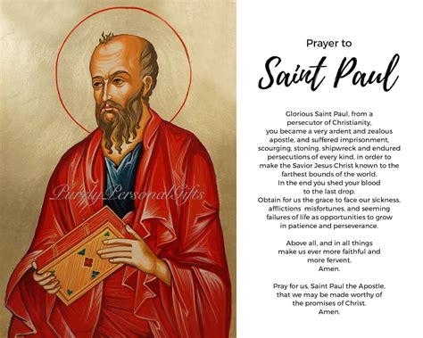 Saint Paul The Apostle Prayer Card Saul Of Tarsus St Paul Etsy Singapore