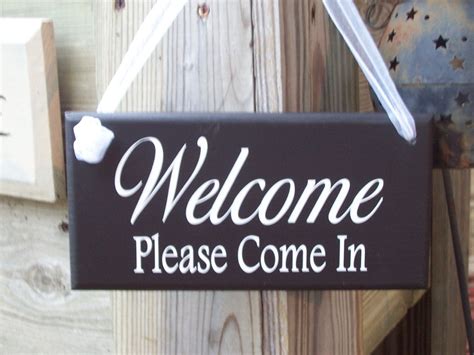 Welcome Please Come In Wood Sign Vinyl Entryway Office Sign Etsy