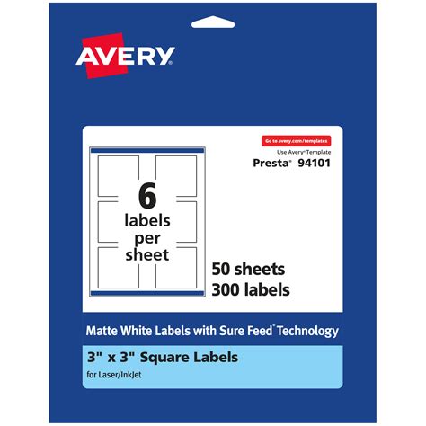 Avery Matte White Square Labels 3 X 3 300 Labels