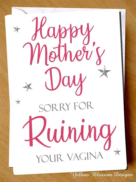 Funny Rude Mothers Day Card Mum Joke Witty Daughter Son Etsy