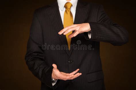 Businessman Holding Something Stock Image Image Of Gesture Person