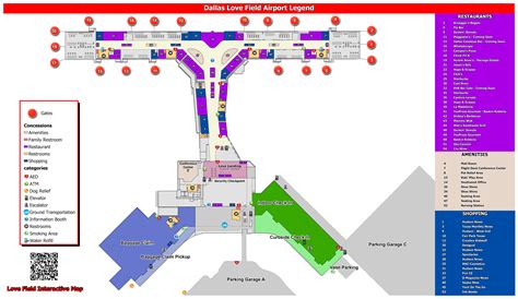 Dallas Love Field Airport Map Dal Printable Terminal Maps Shops All