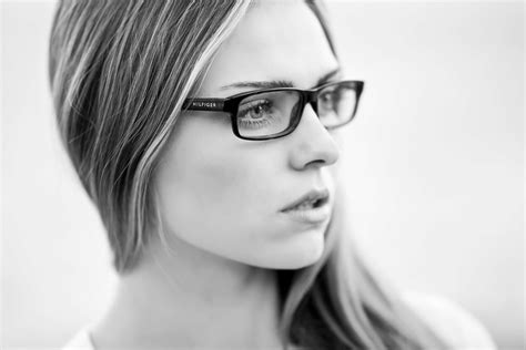 Attractive Beautiful Black And White Close Up Design Eyeglasses Eyes Eyewear Face