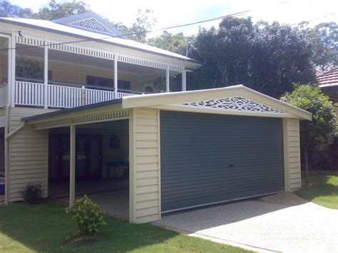 Custom Double Carport With Roller Door Brisbane And Timber Carports