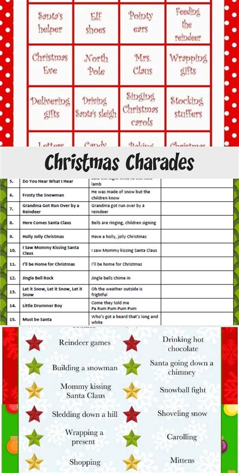 Christmas Charades Printable Christmas Games Fun Christmas Games