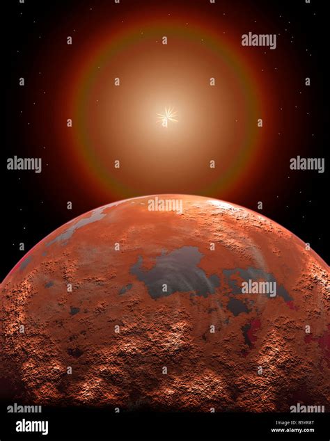 A Distant Red Planet Orbiting Its Sun Stock Photo Alamy