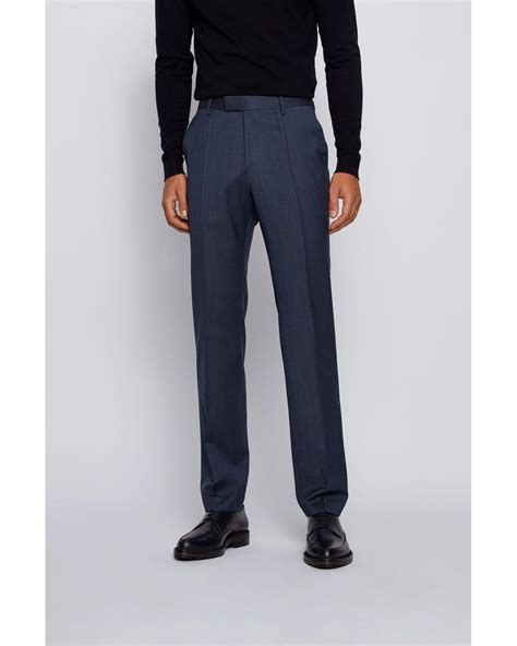 Boss By Hugo Boss Regular Fit Pants In Virgin Wool With Natural Stretch