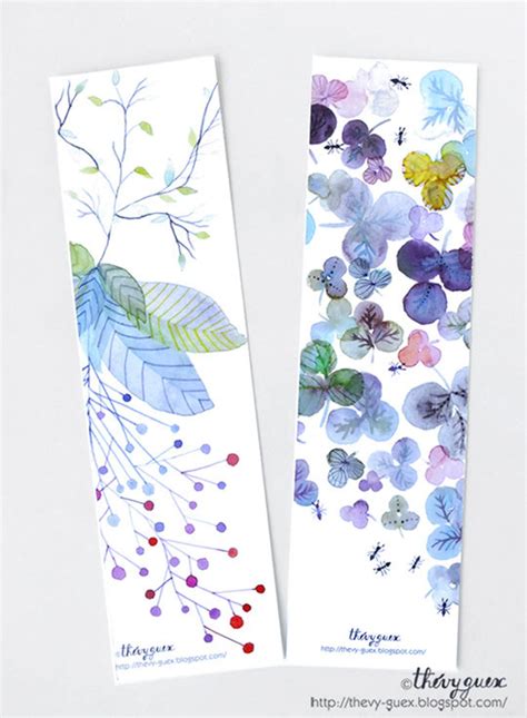 set of two flower botanical watercolor paper bookmarks book lover t floral bookmarks