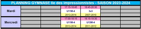 Planning 20232024 Chatou Croissy Basket