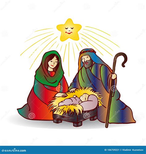 Illustration Of Christmas Jesus Christ Cartoon On White Backg Stock