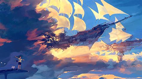 Wallpaper For Desktop Laptop Az68 Fly Ship Anime