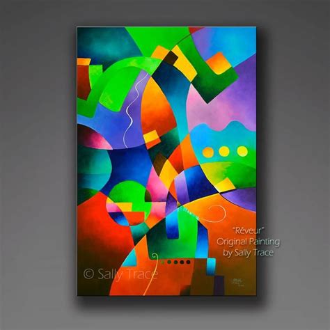 Reveur Hard Edge Abstraction Original Colorful Geometric Painting For