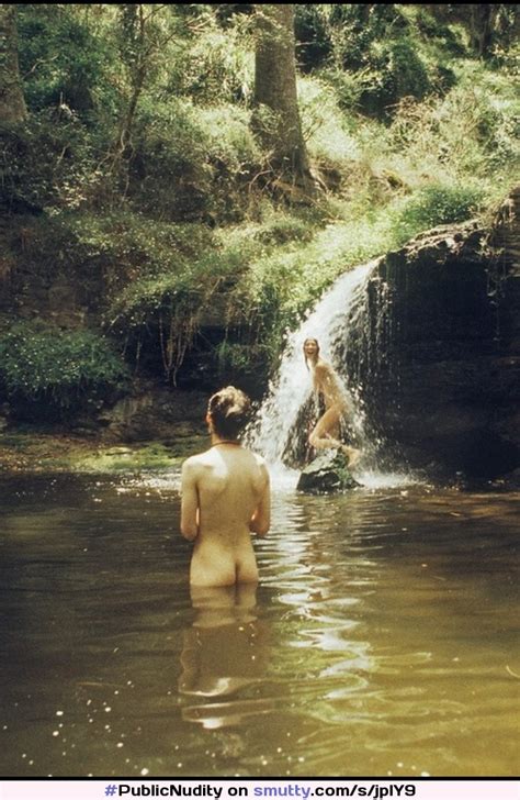 PublicNudity CasualNudity Outdoor Nature Pale Waterfall Smiling Hot Sex Picture