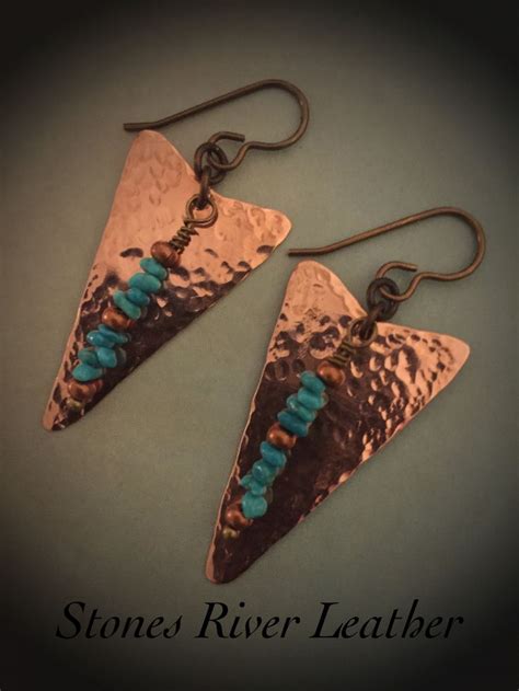 COPPER KINGMAN TURQUOISE EARRINGS Handmade By Stones River Leather