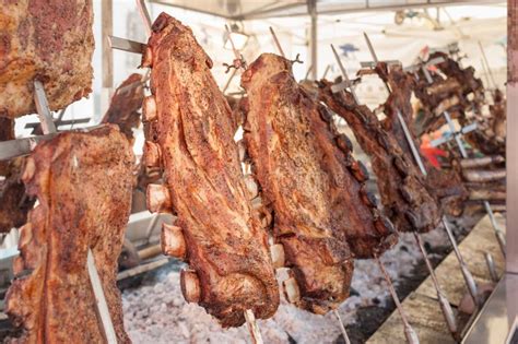 Asado Plato Tradicional De Barbacoa En Argentina Carne Asada Cocinada