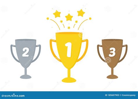 Set Collection Of Trophy Cups Challenge Cups For The First Second