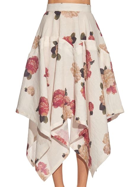 Flora Print Handkerchief Hem Skirt Awake Matchesfashioncom Us