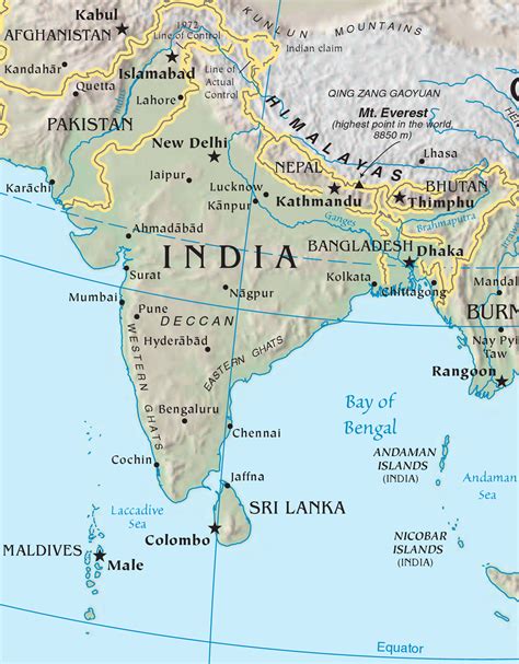 Landkarte Indien Physische Karte Karten Und