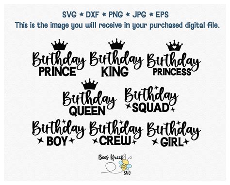 Birthday Bundle Svg Birthday Queen Svg Birthday Squad Etsy Uk