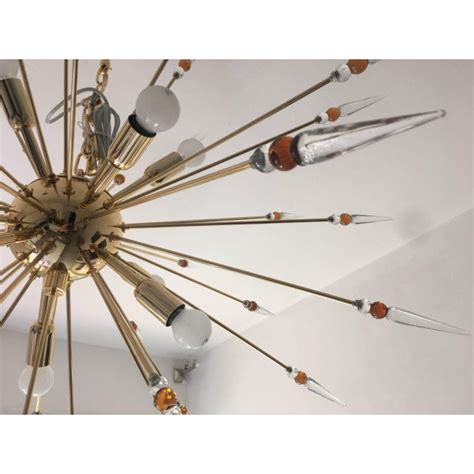 Contemporary Amber Spikes Murano Glass Sputnik Oval Chandelier Chairish