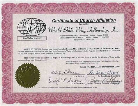 United Methodist Church Membership Certificates