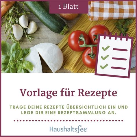 Drucke die ausgefüllte pdf/word vorlage aus. Vorlage für Rezepte (PDF-Download) - haushaltsfee | elopage